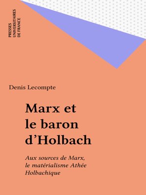 cover image of Marx et le baron d'Holbach